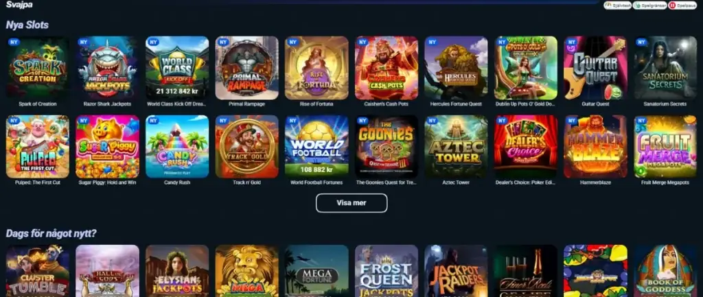 Lobbyn hos Svajpa Casino